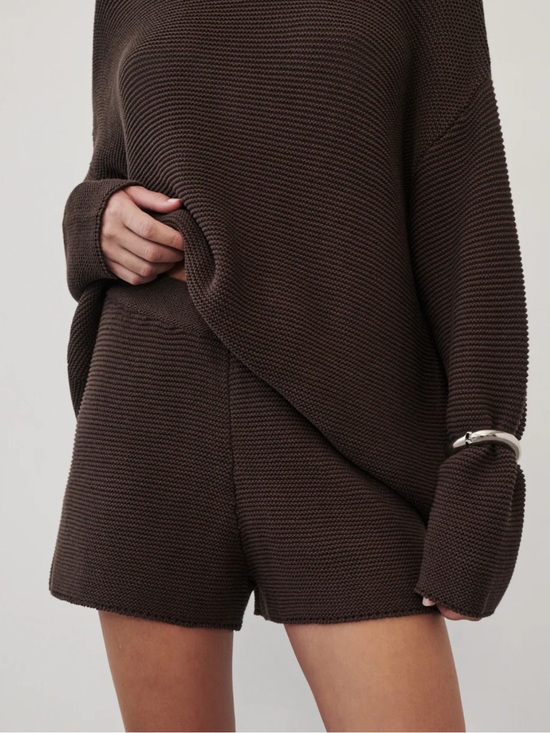 DISSH Pants - DISSH Chocolate Brown Cotton Knit Shorts